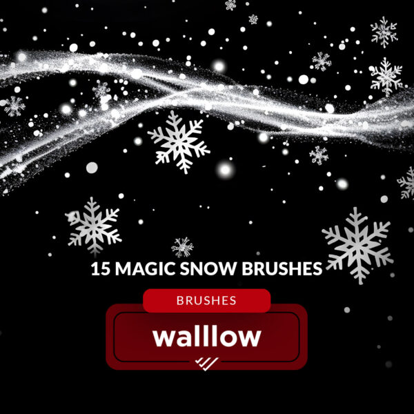 Magic snow light Photoshop brushes, Digital brush set for winter & Christmas, snowflake brushes, magic snow Photoshop stamps, sparkle, shine