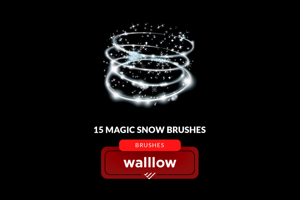 Magic snow light Photoshop brushes, Digital brush set for winter & Christmas, snowflake brushes, magic snow Photoshop stamps, sparkle, shine