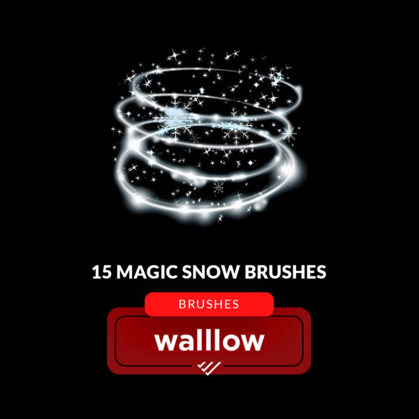 Magic snow light Photoshop brushes, Digital brush set for winter & Christmas, snowflake brushes, magic snow Photoshop stamps, sparkle, shine