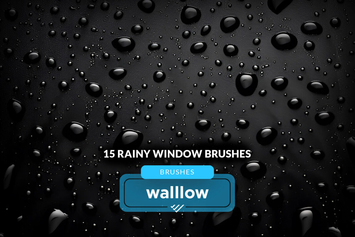 Rainy window photoshop brushes, Rain droplets on window photoshop digital brush set