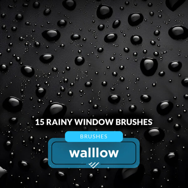Rainy window photoshop brushes, Rain droplets on window photoshop digital brush set