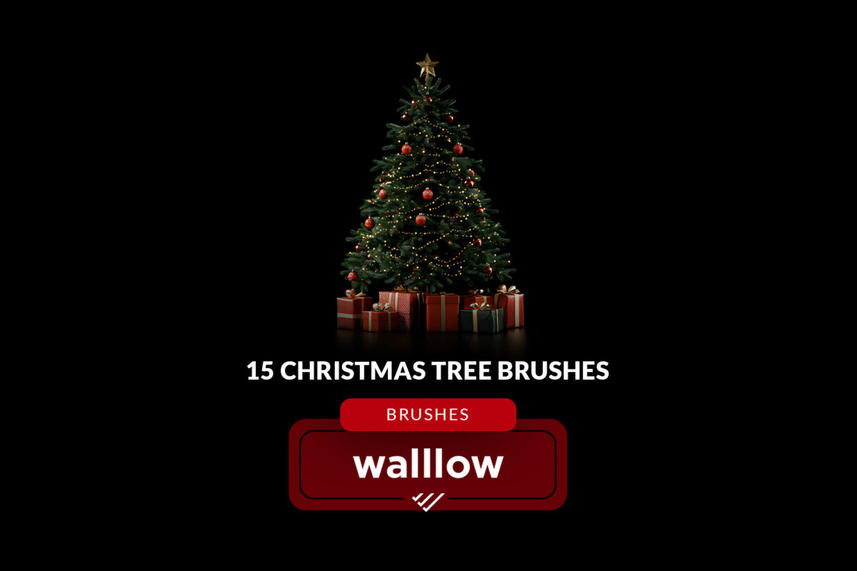 Christmas Tree Photoshop Brushes | Pine Tree & Branches Winter Brush Set | Christmas Trees Clipart