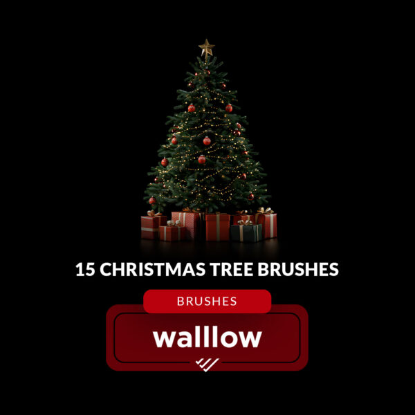 Christmas Tree Photoshop Brushes | Pine Tree & Branches Winter Brush Set | Christmas Trees Clipart