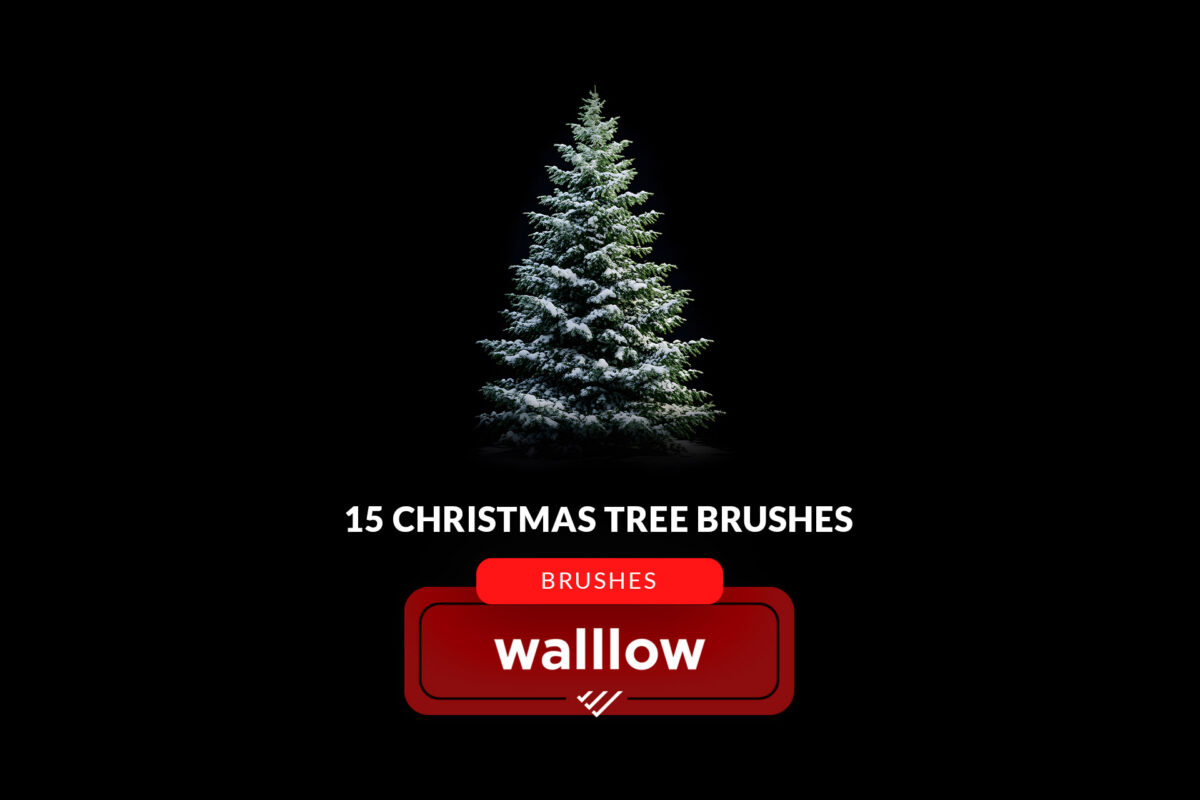 Christmas Tree Photoshop Brushes | Pine Tree & Branches Winter Brush Set | Christmas Trees Clipart