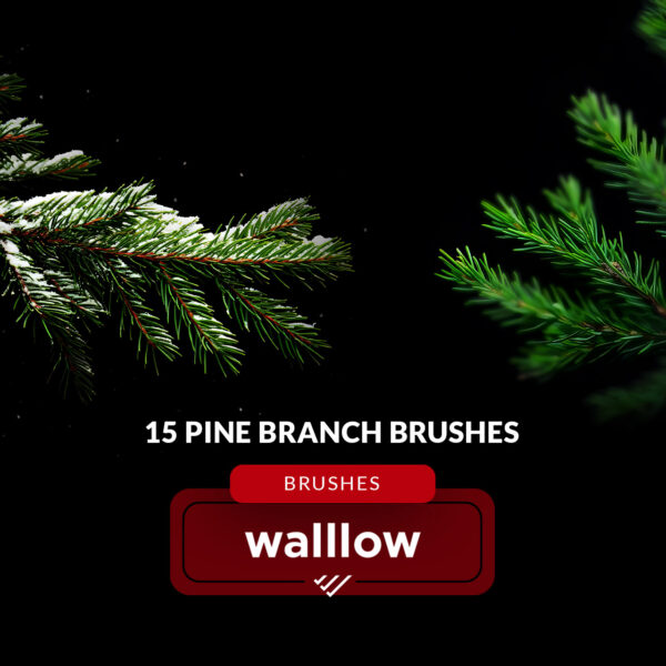 Christmas Tree Branch Photoshop Brushes | Winter Pine Branches Digital Brush Set | Instant digital download