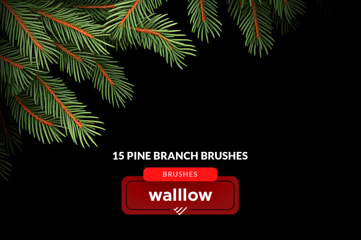 Christmas Tree Branch Photoshop Brushes | Winter Pine Branches Digital Brush Set | Instant digital download