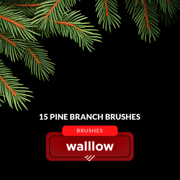 Christmas Tree Branch Photoshop Brushes | Winter Pine Branches Digital Brush Set | Instant digital download