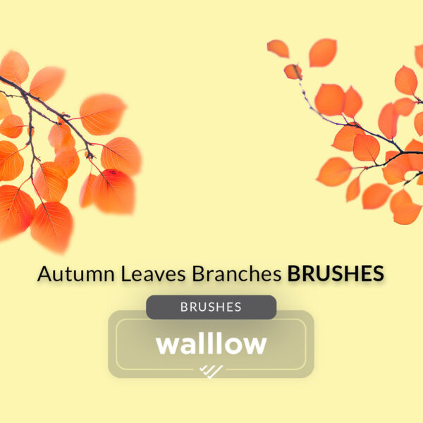 Autumn leaves Photoshop brushes set featuring detailed fall foliage for creating seasonal digital artwork, rustic designs, and nature-themed projects in Photoshop.