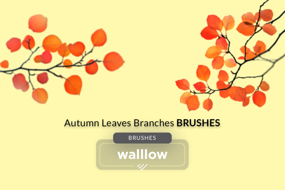 Autumn leaves Photoshop brushes set featuring detailed fall foliage for creating seasonal digital artwork, rustic designs, and nature-themed projects in Photoshop.