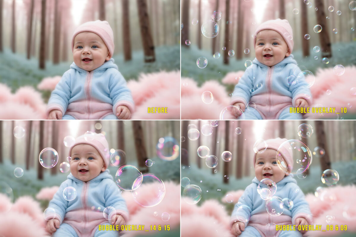 Realistic transparent PNG bubble overlays for digital design and photography. High-resolution bubble effects ideal for enhancing images and creative projects. Perfect for water-themed or playful designs, available as an instant digital download.