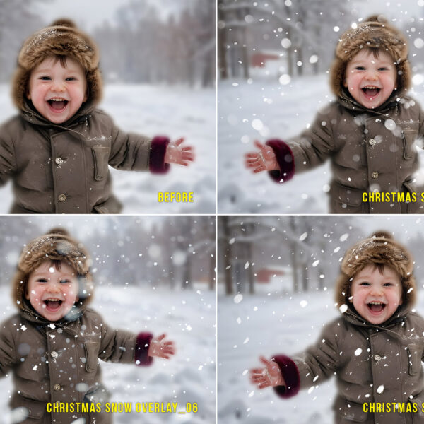 Realistic falling snow transparent PNG photo overlays for winter and Christmas photography. Perfect for creating snowy effects in photos with easy-to-use transparent overlays