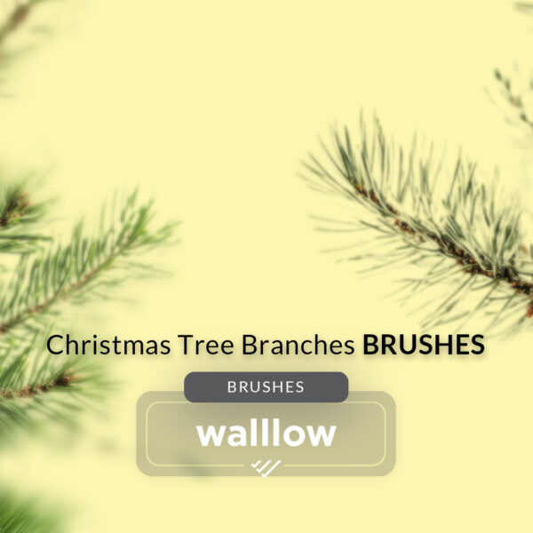 Christmas tree branches Photoshop brushes set featuring festive evergreen designs for holiday-themed digital artwork and graphic design projects. Perfect for creating Christmas cards, seasonal invitations, and winter decor in Photoshop.