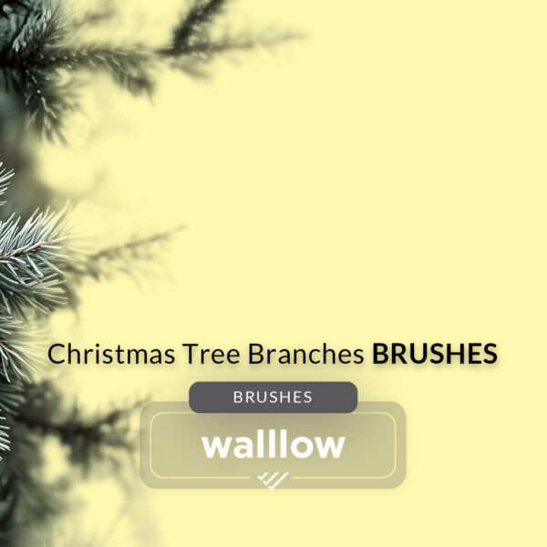 Christmas tree branches Photoshop brushes set featuring festive evergreen designs for holiday-themed digital artwork and graphic design projects. Perfect for creating Christmas cards, seasonal invitations, and winter decor in Photoshop.