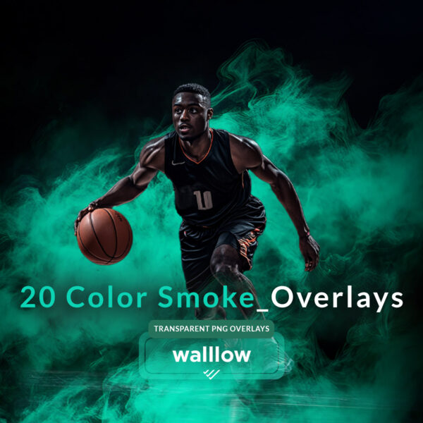 Transparent PNG smoke overlay set with colored smoke effects for Photoshop. Perfect for creating dynamic smoke backgrounds for sports photos, banners, custom posters, and dramatic visual effects.