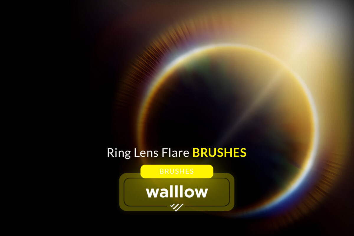 15 ring lens flare Photoshop brushes for creating light effects in photo editing, digital art, and photography projects