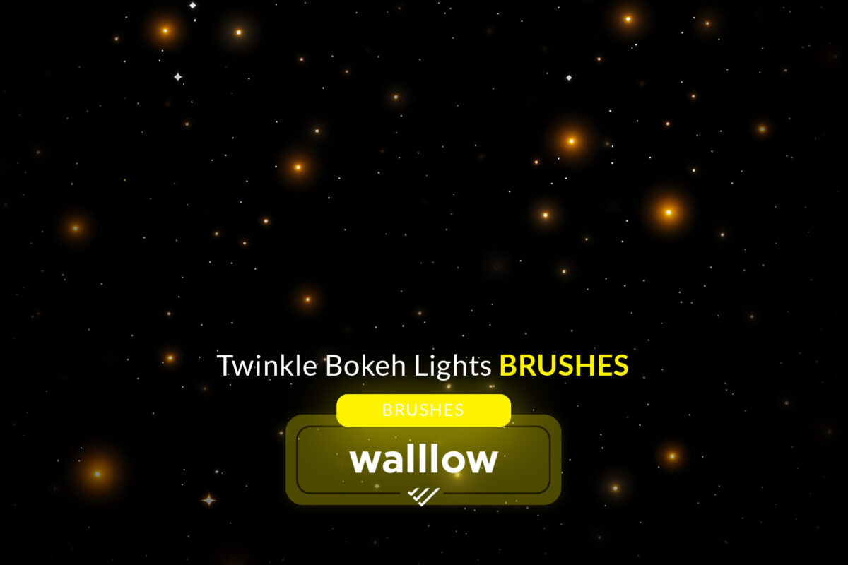 Twinkle bokeh lights Photoshop brushes for adding Christmas sparkle and glitter effects to photos. A digital brush set perfect for festive and creative photography.