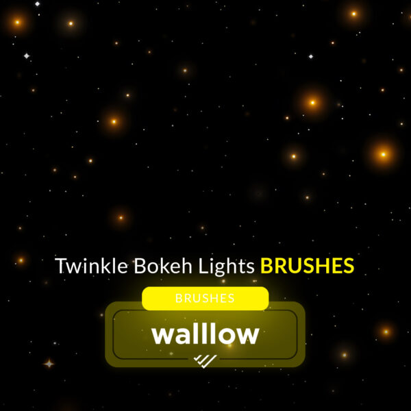 Twinkle bokeh lights Photoshop brushes for adding Christmas sparkle and glitter effects to photos. A digital brush set perfect for festive and creative photography.