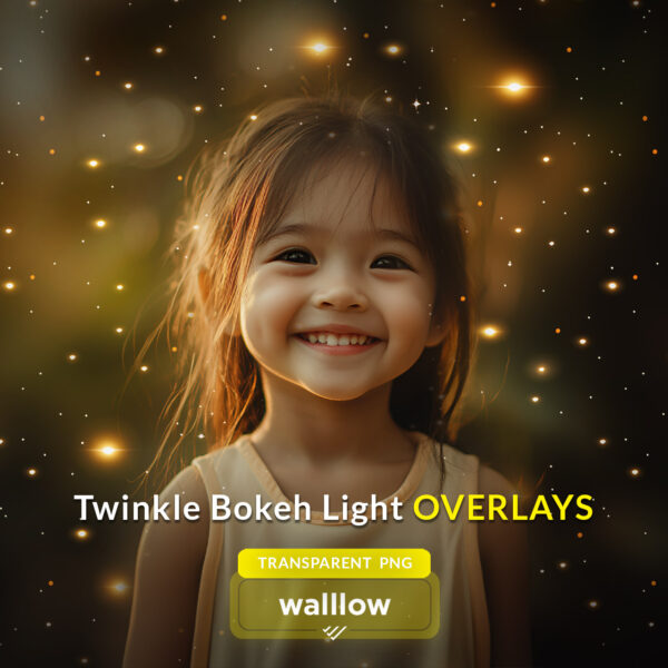 Twinkle overlays featuring bokeh lights, sparkle, and glitter effects. Transparent PNG overlays with gold light accents, perfect for enhancing photos with shimmering, festive elements.