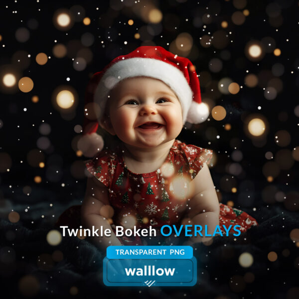 Twinkle bokeh lights photo overlay featuring gold and glittery sparkle effects, perfect for adding a magical glow to images. Ideal for photographers, designers, and digital creators to enhance photos with twinkle lights and glittering bokeh overlays.