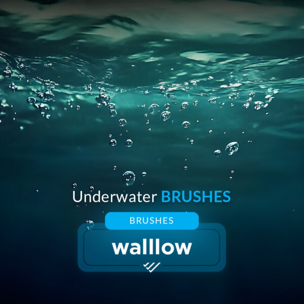 Realistic underwater effect Photoshop brushes with bubbles and water textures, perfect for creating ocean scenes and aquatic designs in digital artwork.