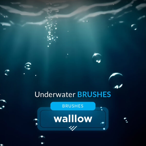 Realistic underwater effect Photoshop brushes with bubbles and water textures, perfect for creating ocean scenes and aquatic designs in digital artwork.