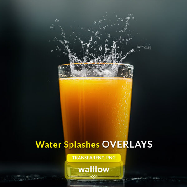 Realistic transparent PNG water splash overlays for digital designs, photography, and Photoshop projects. High-resolution water drops and splash effects, perfect for enhancing photos with dynamic water elements.