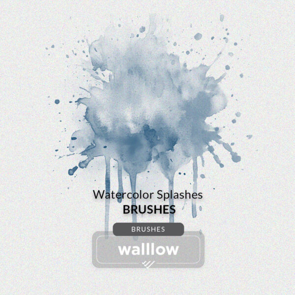 Watercolor splashes Photoshop brushes for digital art and design, featuring vibrant and artistic brush strokes perfect for creating watercolor effects in Adobe Photoshop.