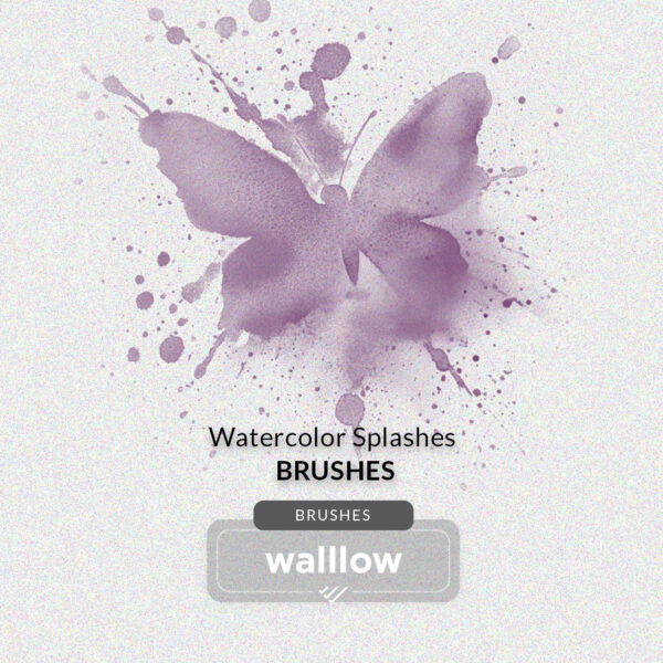 Watercolor splashes Photoshop brushes for digital art and design, featuring vibrant and artistic brush strokes perfect for creating watercolor effects in Adobe Photoshop.