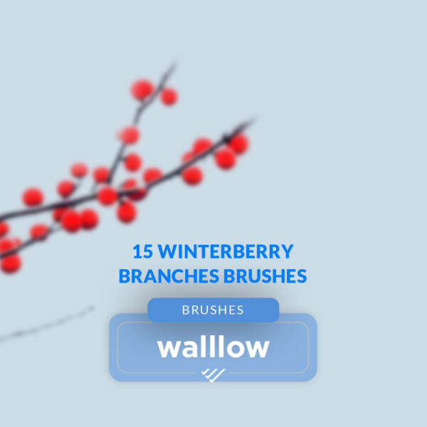 Winter Berry Branches Photoshop Brushes for Holiday Design - High-Quality Digital Foliage Elements