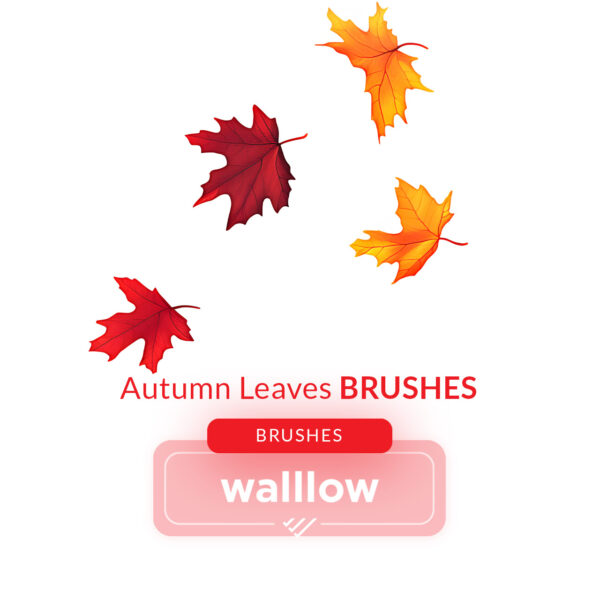 Falling autumn leaves Photoshop brushes for creating realistic fall foliage designs, perfect for digital artists and photographers in autumn-themed photo editing and compositions.