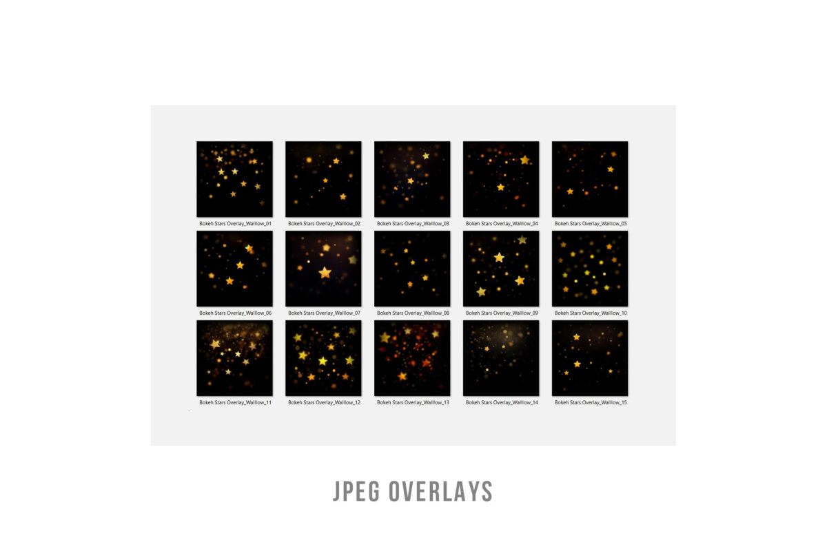 Gold Bokeh Stars Photo Overlays - Transparent PNG, Glitter Bokeh Star Photoshop Effect for Composite Photography and Christmas Bokeh Star Lights.