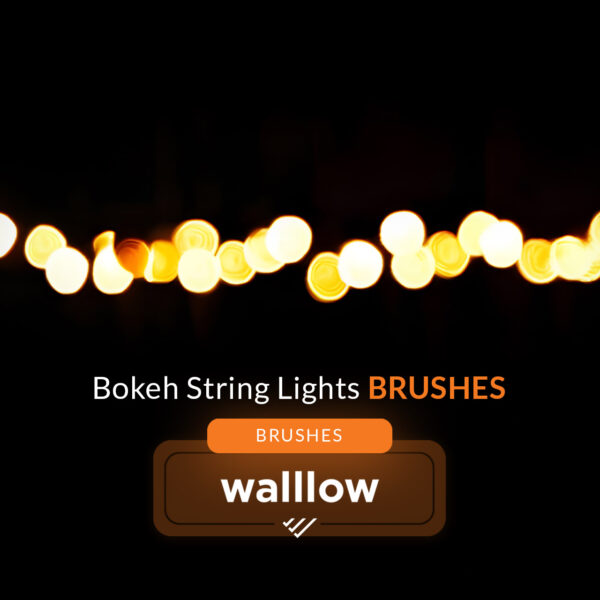 Bokeh String Light Photoshop Brushes, Fairy Light Digital Brush Set for photo editing and magical effects