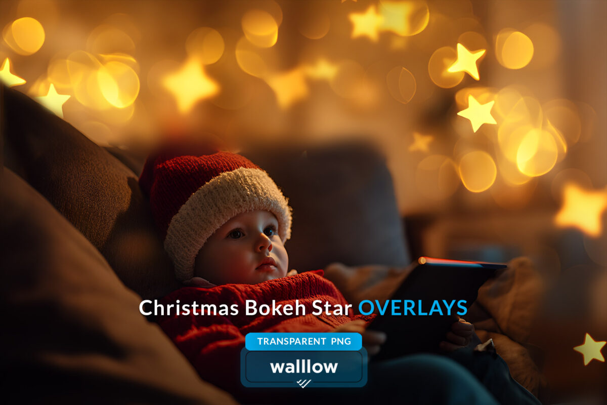 15 Christmas star bokeh overlays in transparent PNG format, featuring twinkle star bokeh, sparkle, glitter, and festive holiday lights for photo enhancement.