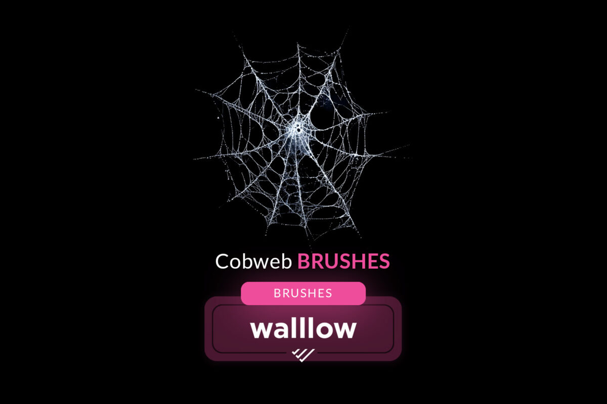 High-quality cobweb Photoshop brushes for creating realistic spider web effects in Halloween designs, available in digital download format.