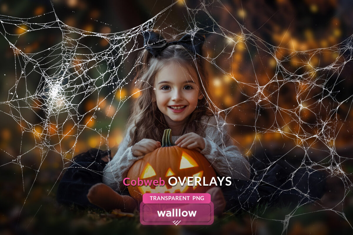 Realistic cobweb transparent PNG overlays for Halloween-themed photo edits and spooky designs, featuring spider web effects.