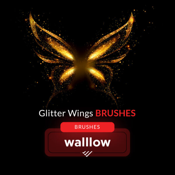 Glitter wings Photoshop brushes, fairy wings digital brush set for magical photo edits, fantasy designs, and artistic projects.