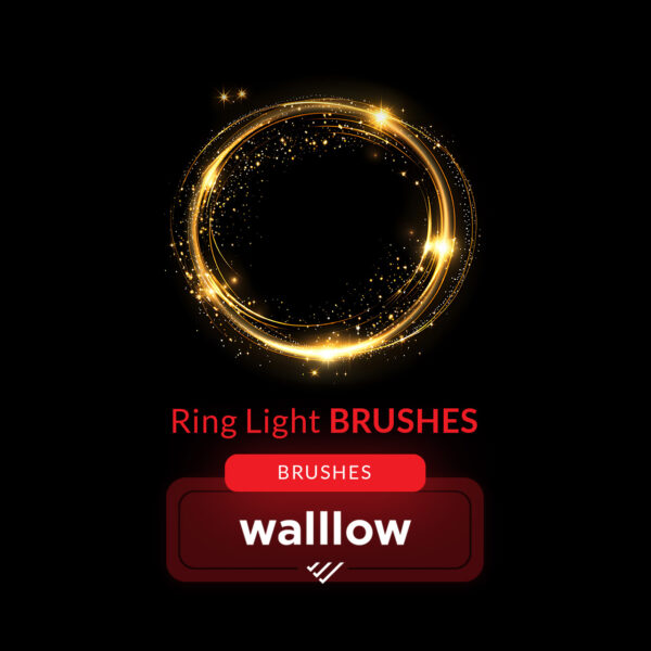 Ring Light Photoshop brushes for creating lens flare, bokeh circle, glow, and shine effects, ideal for photographers and digital artists in photo editing and design.