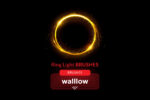 Ring Light Photoshop brushes for creating lens flare, bokeh circle, glow, and shine effects, ideal for photographers and digital artists in photo editing and design.