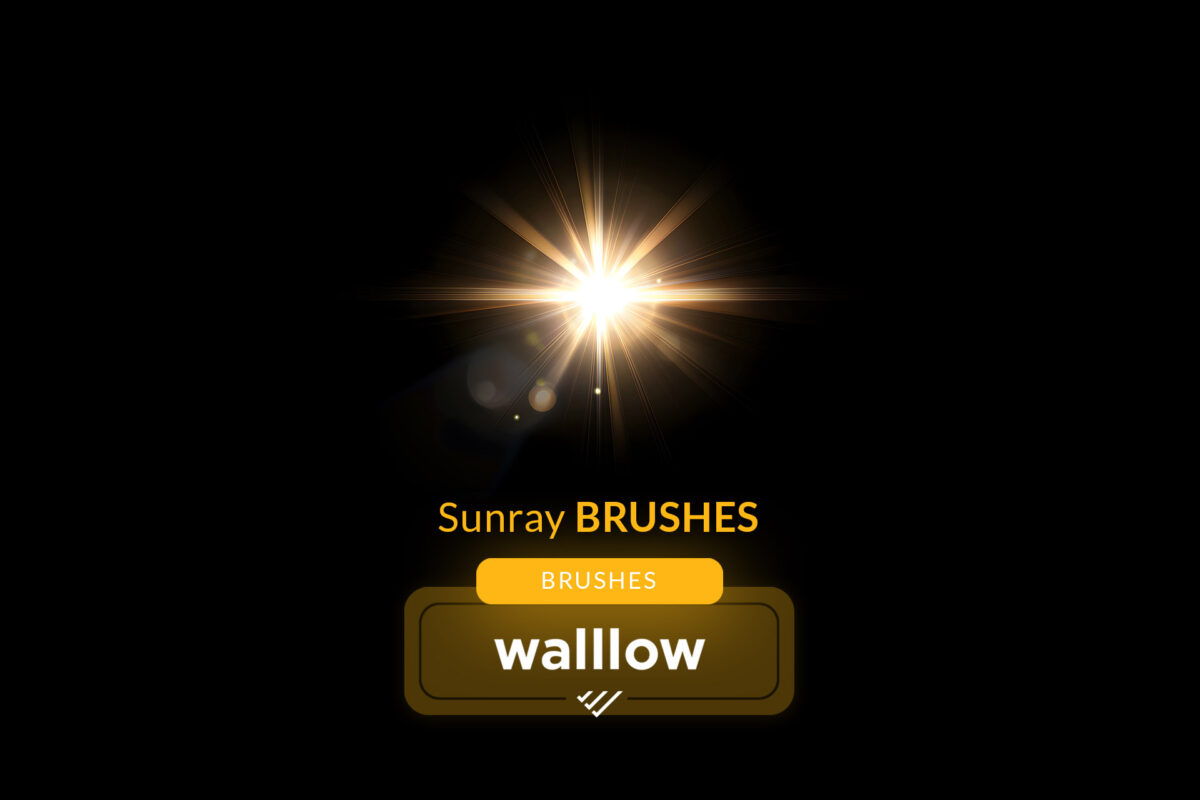 Sunrays Photoshop brushes for creating realistic sunlight, light beams, and sun flare effects, ideal for photography and graphic design projects.