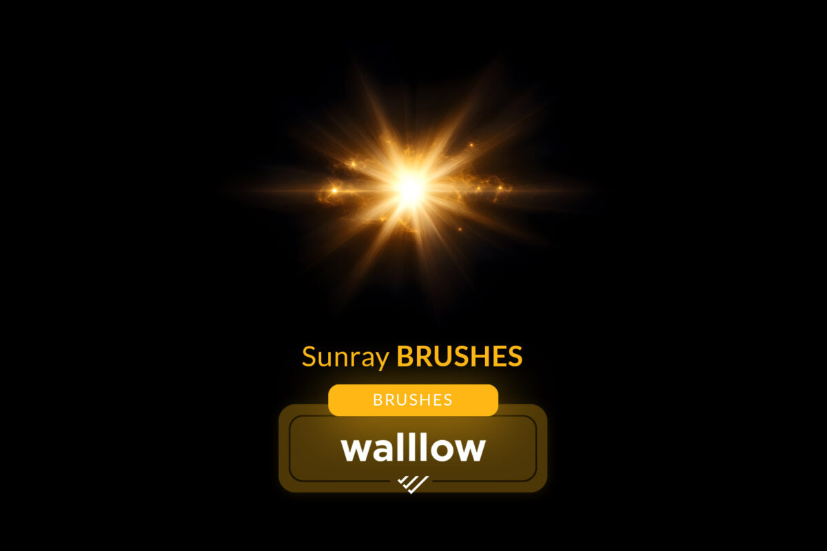 Sunrays Photoshop brushes for creating realistic sunlight, light beams, and sun flare effects, ideal for photography and graphic design projects.