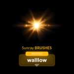 Sunrays Photoshop brushes for creating realistic sunlight, light beams, and sun flare effects, ideal for photography and graphic design projects.