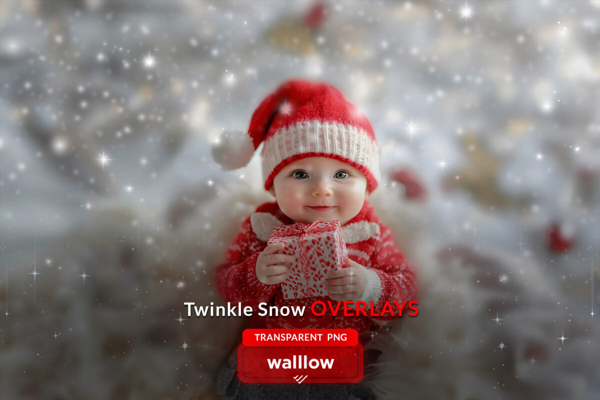 Twinkle snow transparent PNG photo overlays with glowing and falling snow effects for winter and Christmas photography, ideal for adding sparkle and snowflakes to images.