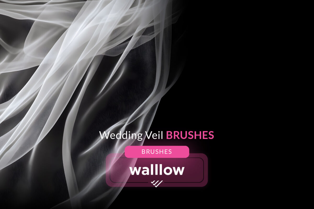 Realistic wedding veil Photoshop brushes, perfect for creating soft bridal veil effects in digital portraits and wedding photo edits.