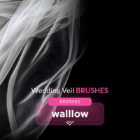 Realistic wedding veil Photoshop brushes, perfect for creating soft bridal veil effects in digital portraits and wedding photo edits.