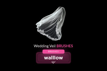 Realistic wedding veil Photoshop brushes, perfect for creating soft bridal veil effects in digital portraits and wedding photo edits.