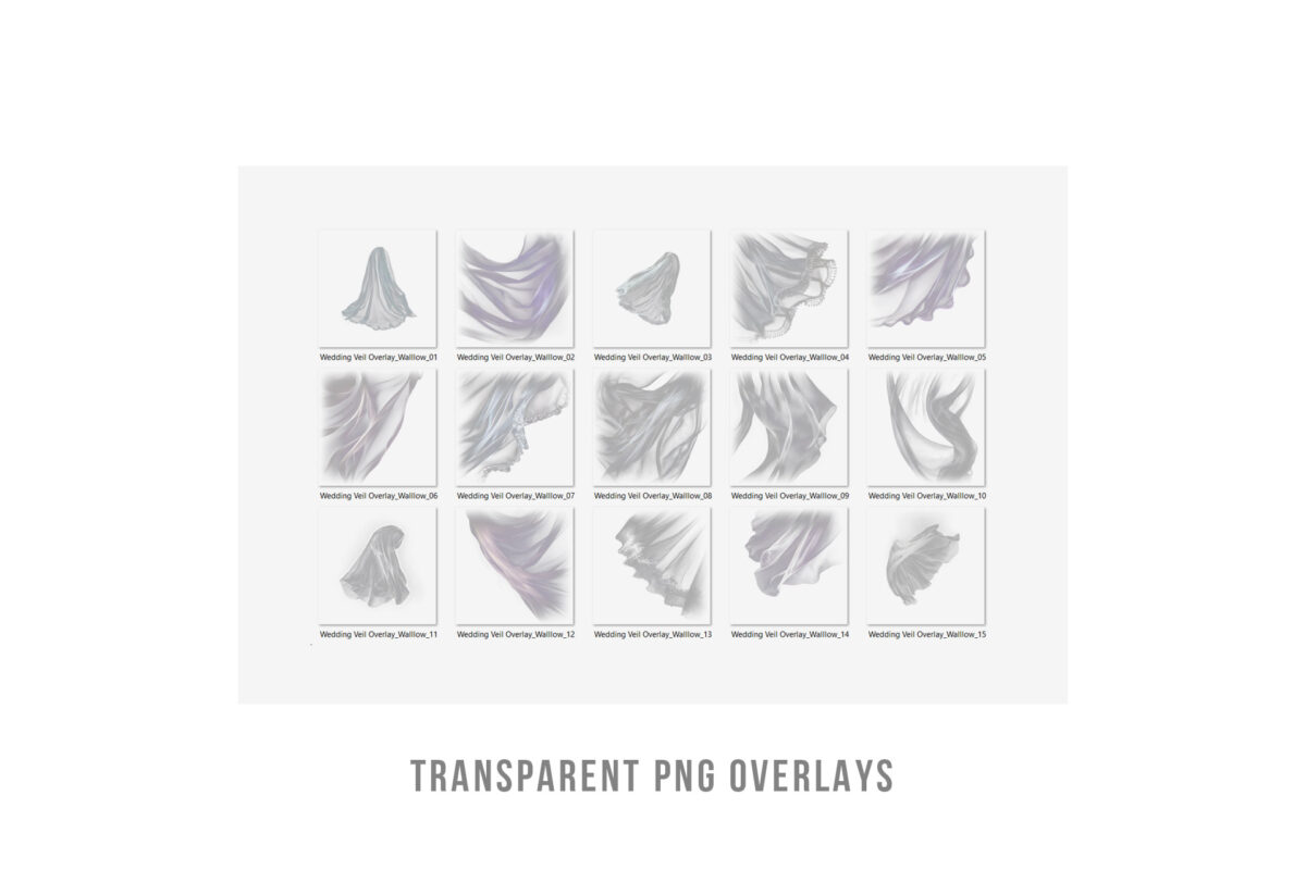 Transparent wedding veil overlay for Photoshop, featuring soft, romantic bridal veils perfect for enhancing wedding photos and creating dreamy effects in digital photo editing.