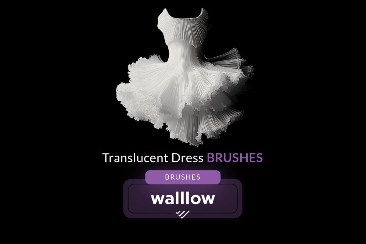 White translucent dress Photoshop brushes for realistic sheer dress effects in portrait photography.