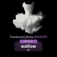 White translucent dress Photoshop brushes for realistic sheer dress effects in portrait photography.