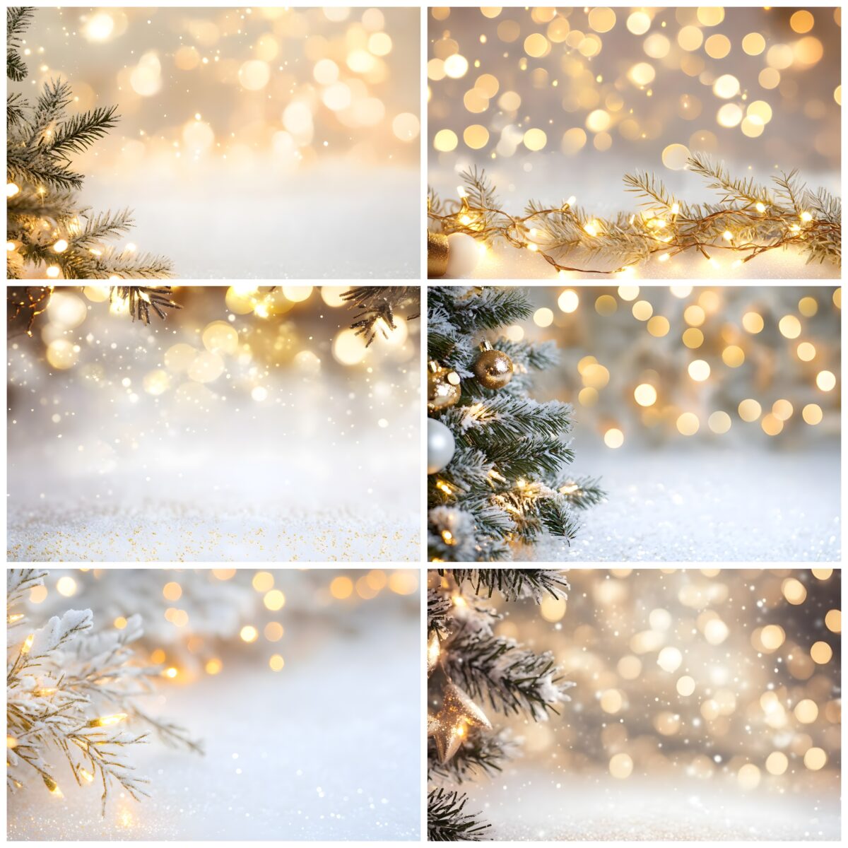 Free Christmas Gold Bokeh Digital Backgrounds with shimmering golden lights, perfect for holiday photography and digital editing projects.