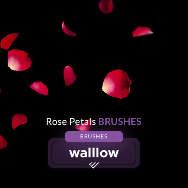 Falling Rose Petals Photoshop Brushes - Digital brush set for creating romantic rose petal effects, perfect for wedding edits, Valentine’s Day themes, and maternity photos.